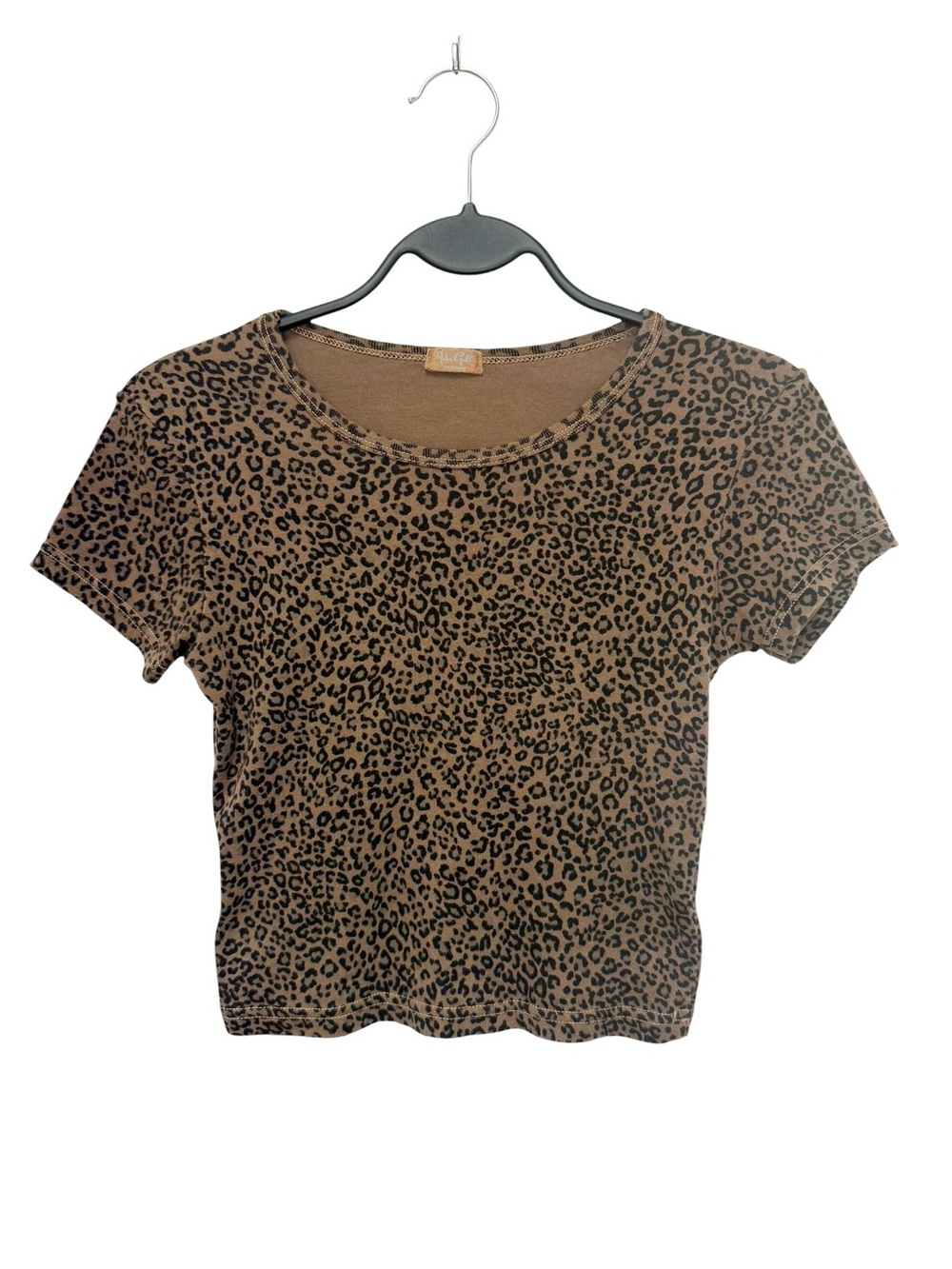 John Galt Brandy MelvilleLeopard Baby Tee Brown Y2K Crop Top